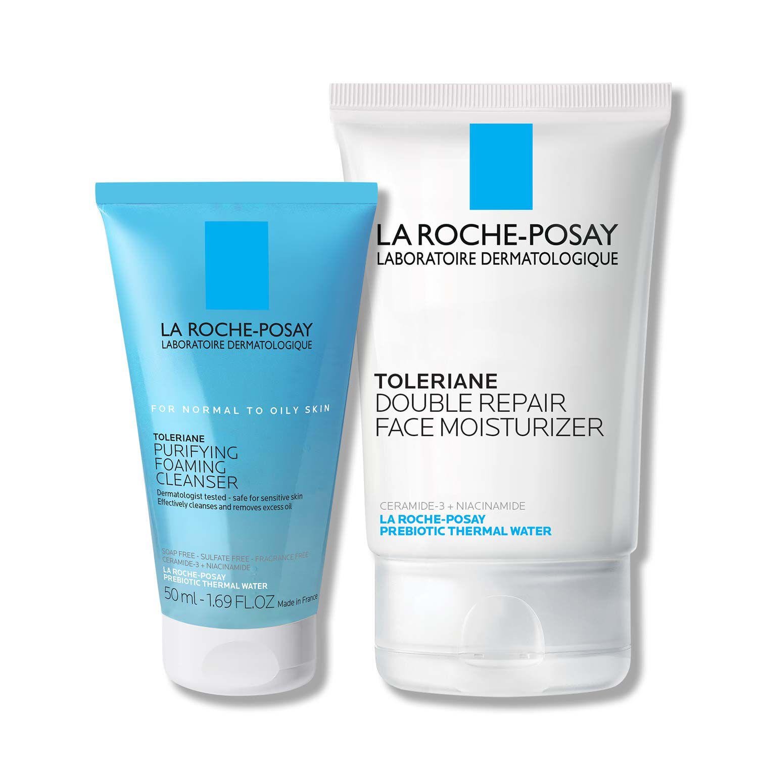 Toleriane Purifying Foaming Cleanser & Toleriane Double Repair Face Moisturizer Travel Set - Image 1