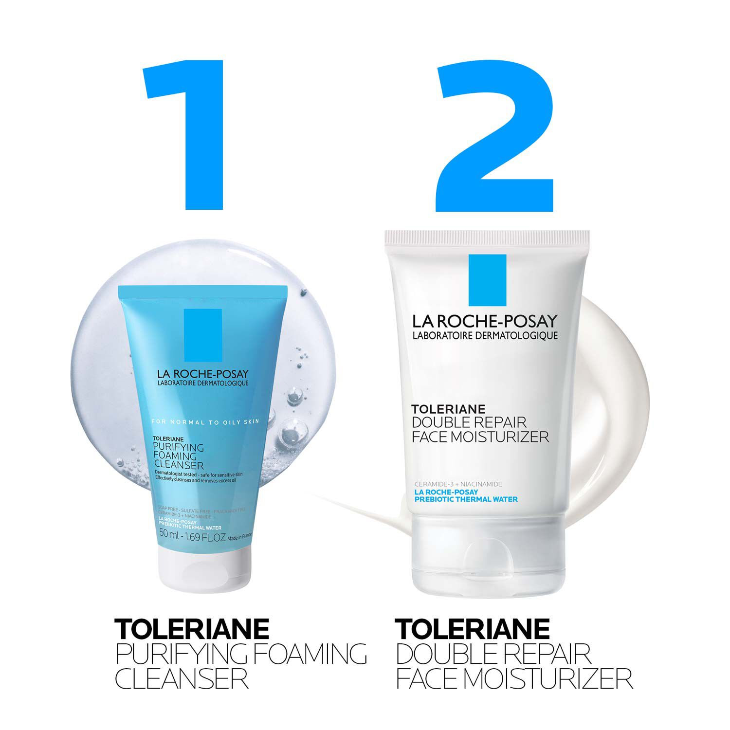 Toleriane Purifying Foaming Cleanser & Toleriane Double Repair Face Moisturizer Travel Set - Image 3
