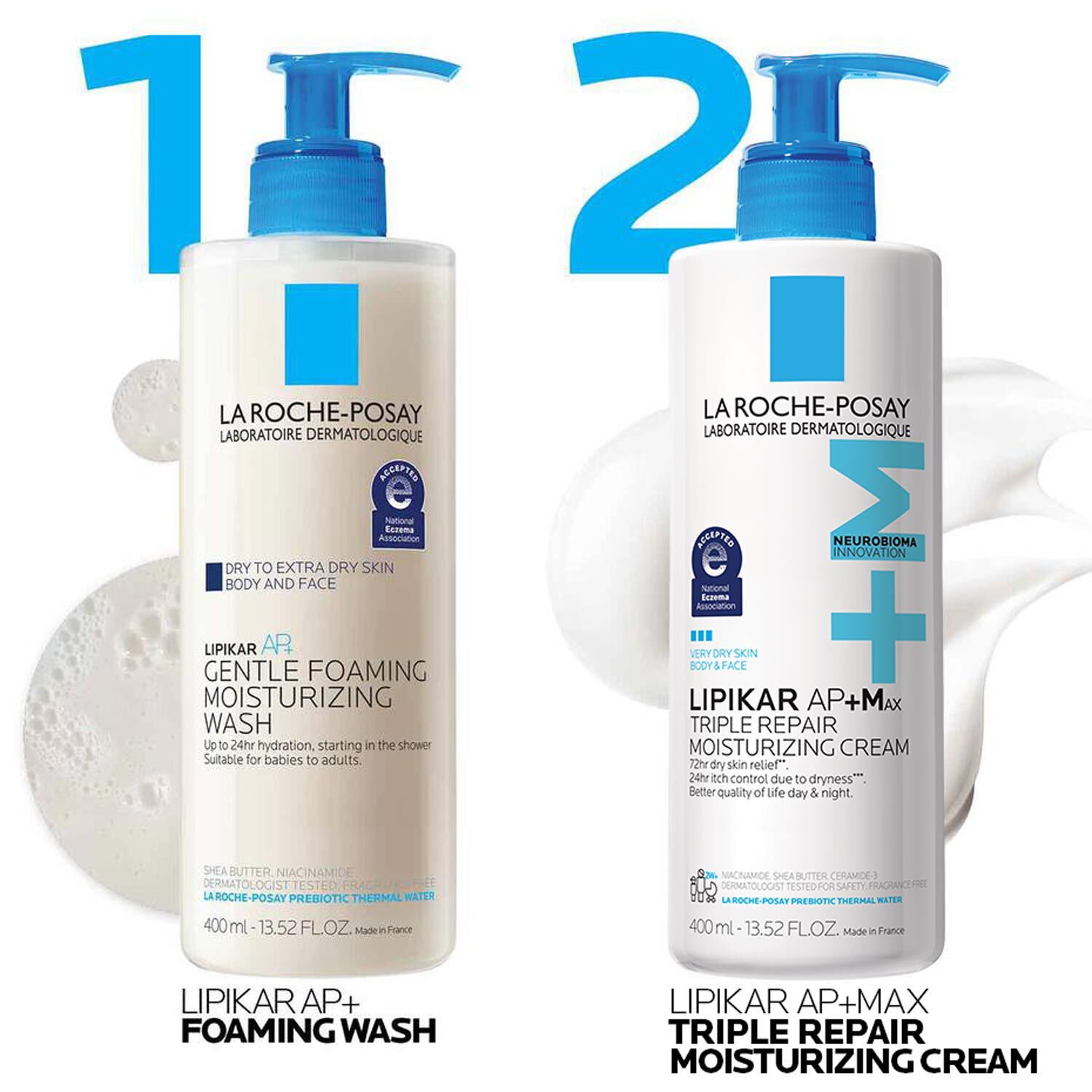 Lipikar AP+ Body Wash & AP+M Moisturizing Cream Set - Image 4